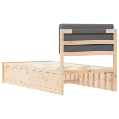 Letto con Testiera Rivestita Grigio scuro 90 x 190 cm | homemem39