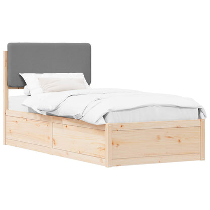 Letto con Testiera Rivestita Grigio chiaro 75 x 190 cm | homemem39