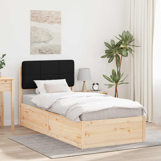 Letto con Testiera Rivestita Nero 100 x 200 cm Pino massello