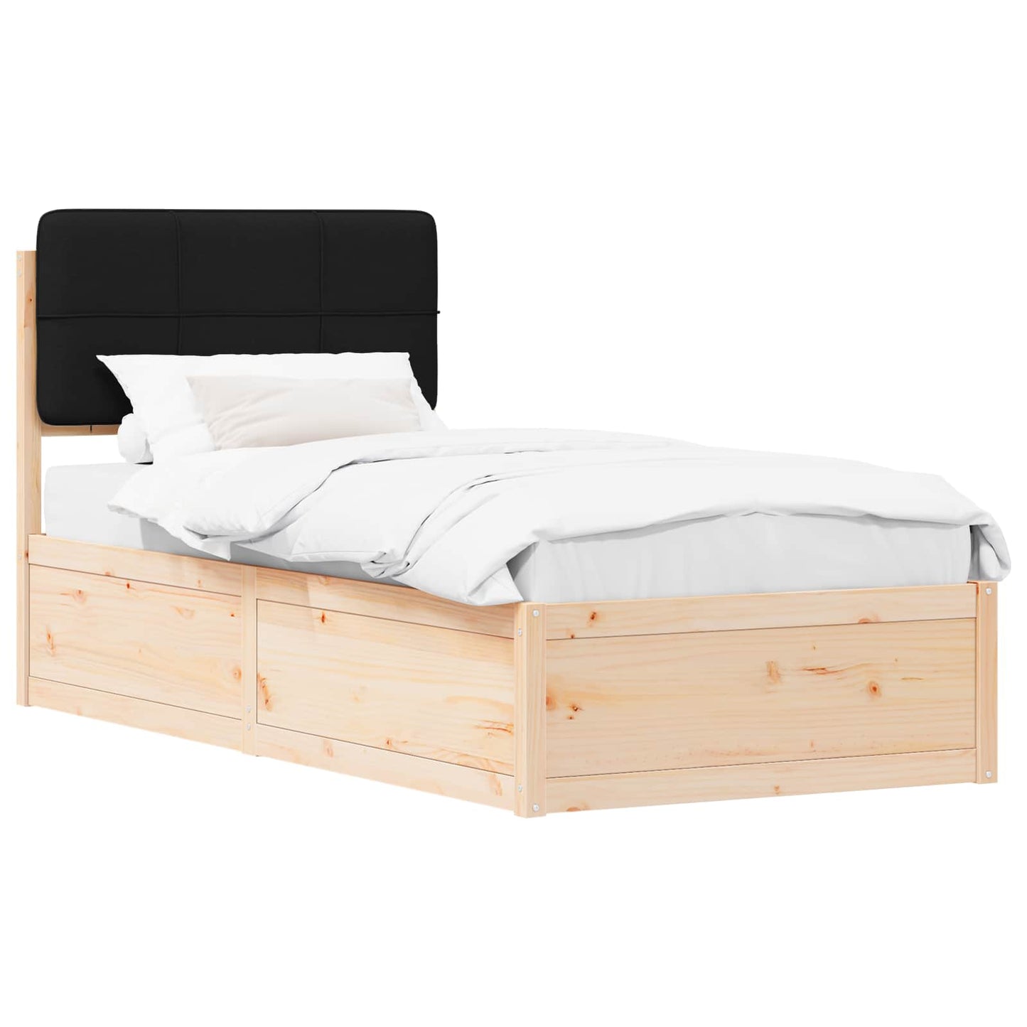 Letto con Testiera Rivestita Nero 100 x 200 cm Pino massello | homemem39