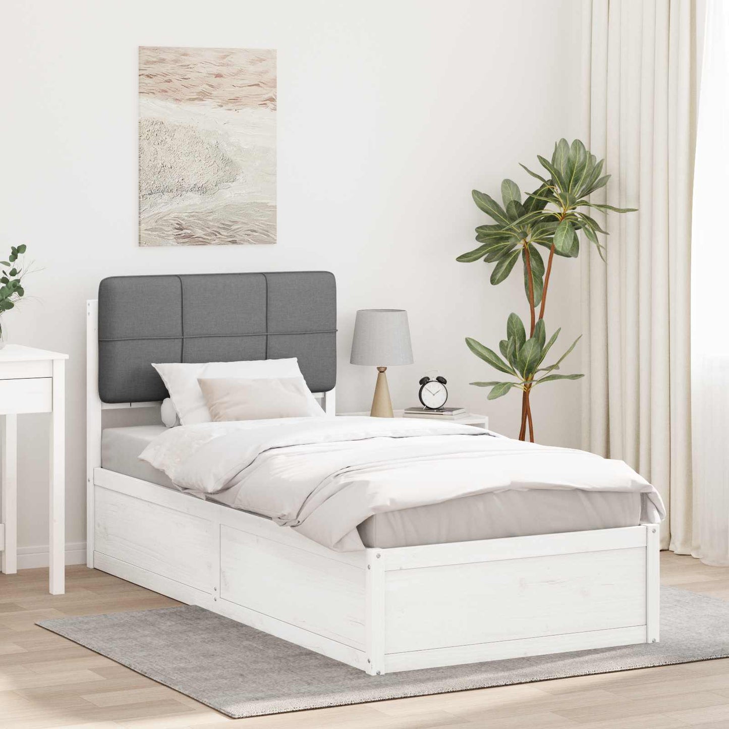 Letto con Testiera Rivestita Grigio chiaro 100 x 200 cm | homemem39