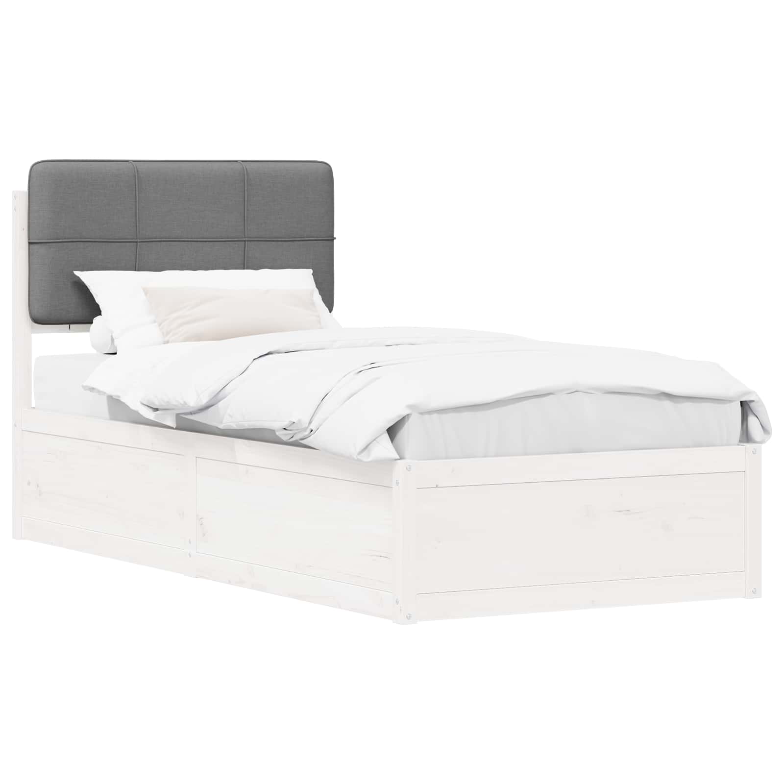 Letto con Testiera Rivestita Grigio chiaro 100 x 200 cm | homemem39