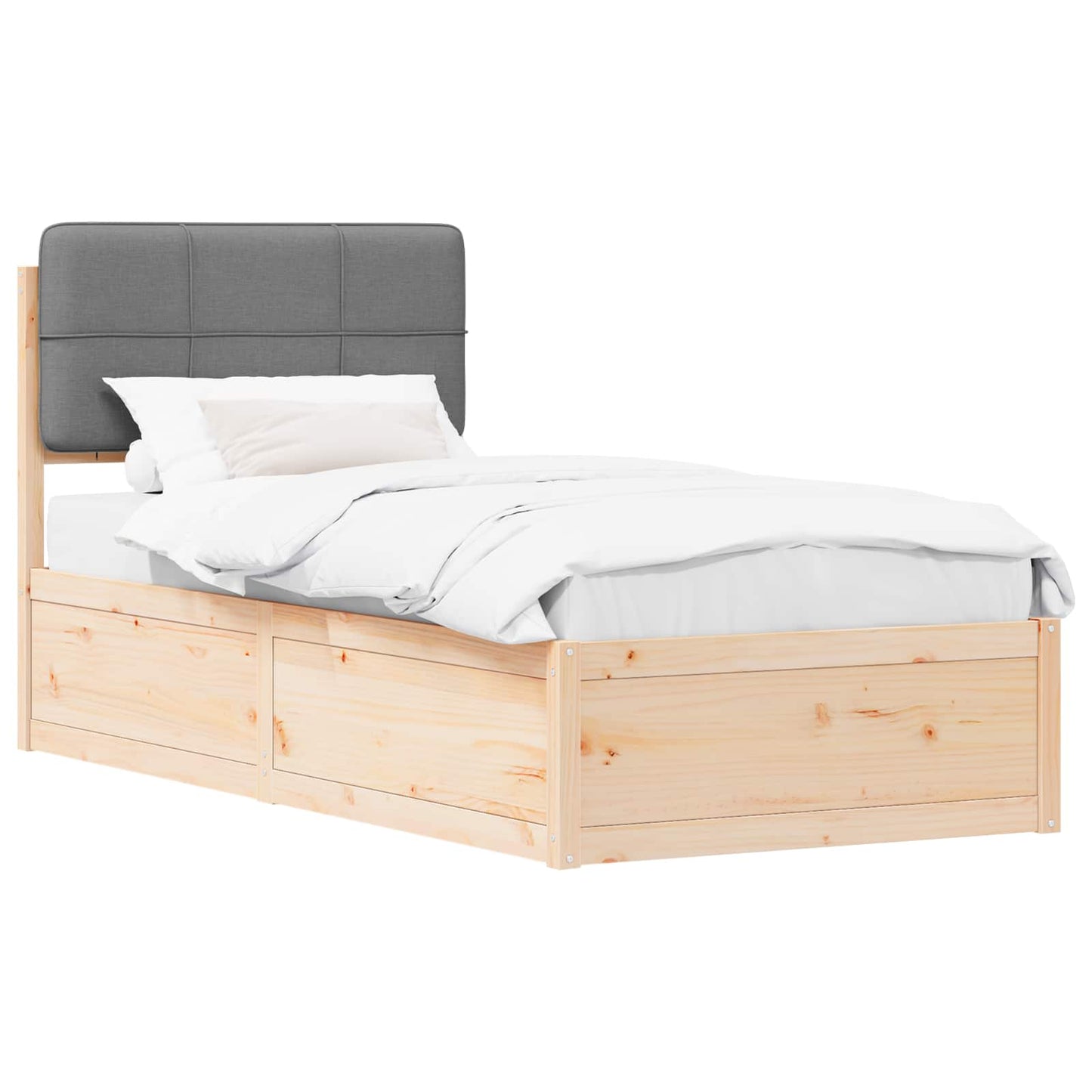 Letto con Testiera Rivestita Grigio chiaro 90 x 200 cm | homemem39