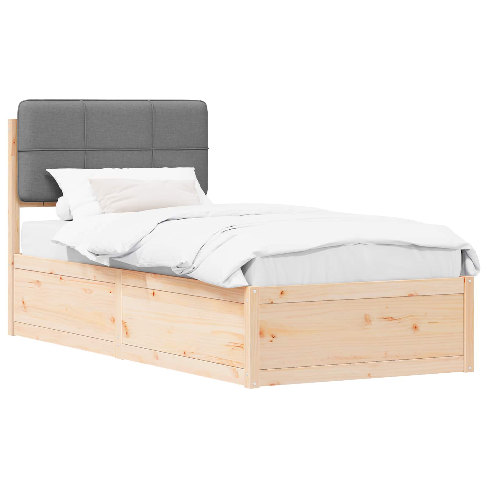 Letto con Testiera Rivestita Grigio chiaro 90 x 200 cm | homemem39