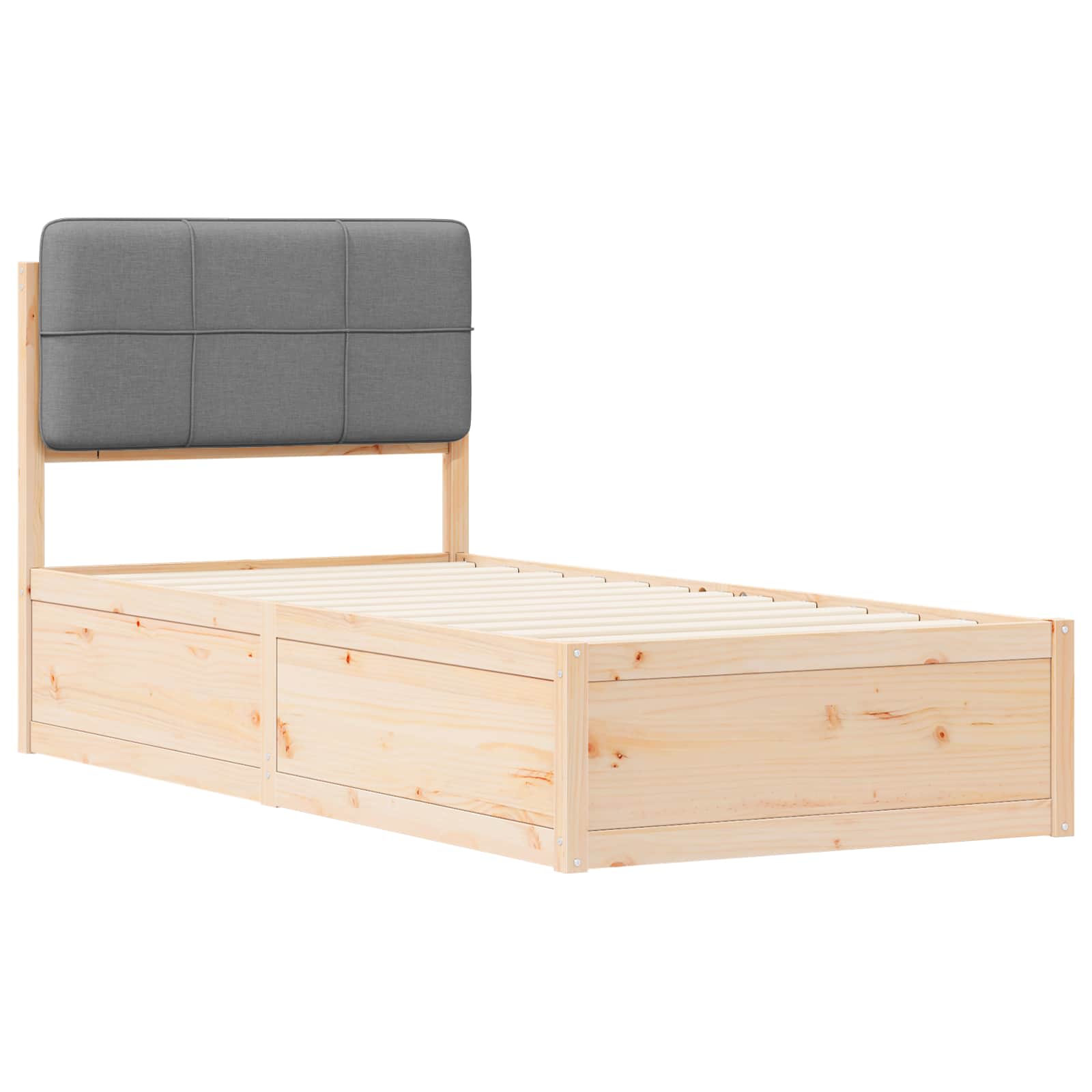 Letto con Testiera Rivestita Grigio chiaro 90 x 200 cm | homemem39