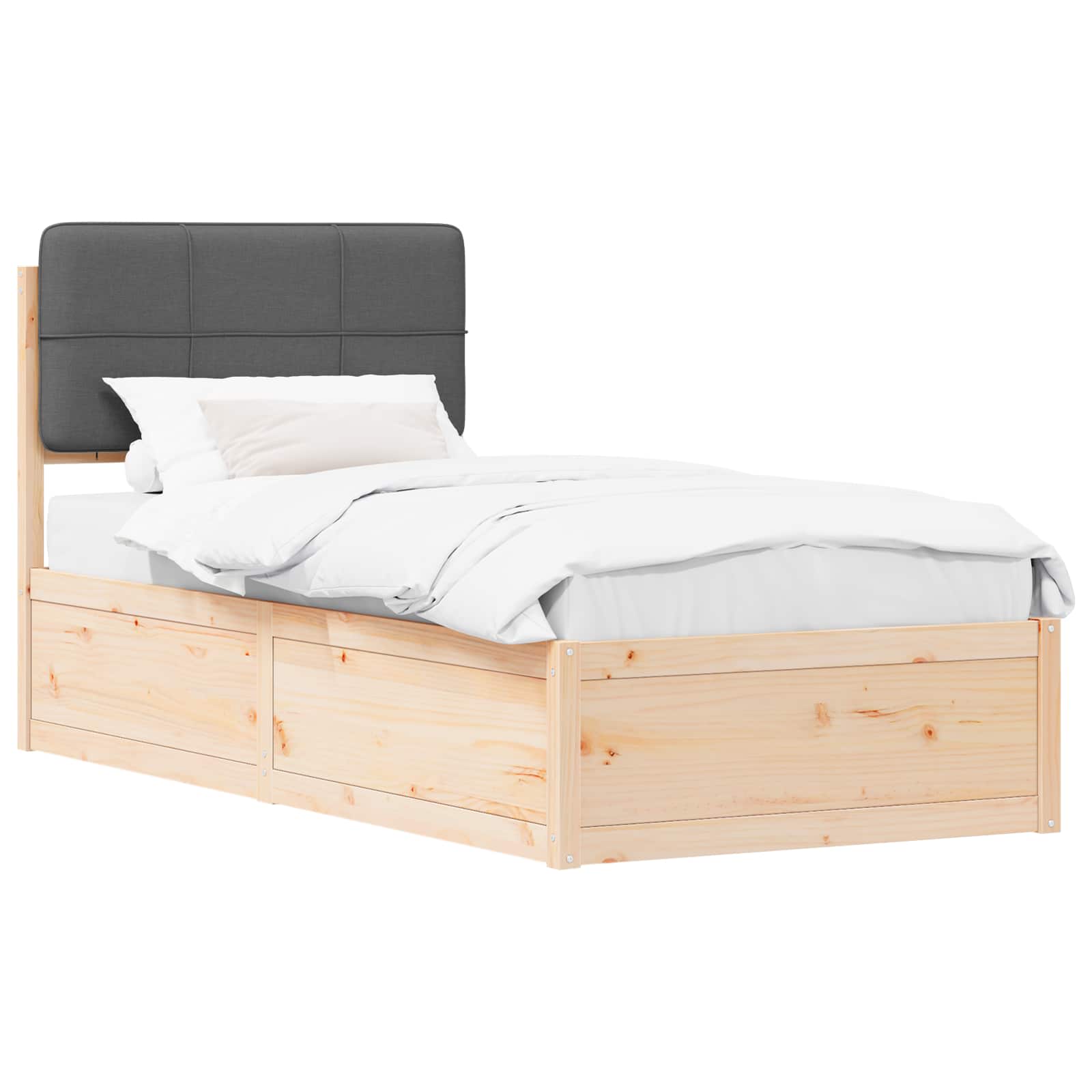 Letto con Testiera Rivestita Grigio scuro 90 x 200 cm | homemem39