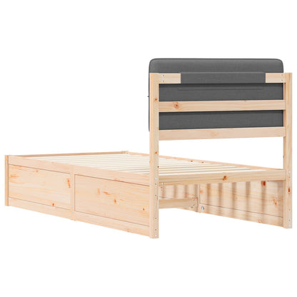 Letto con Testiera Rivestita Grigio scuro 90 x 200 cm | homemem39
