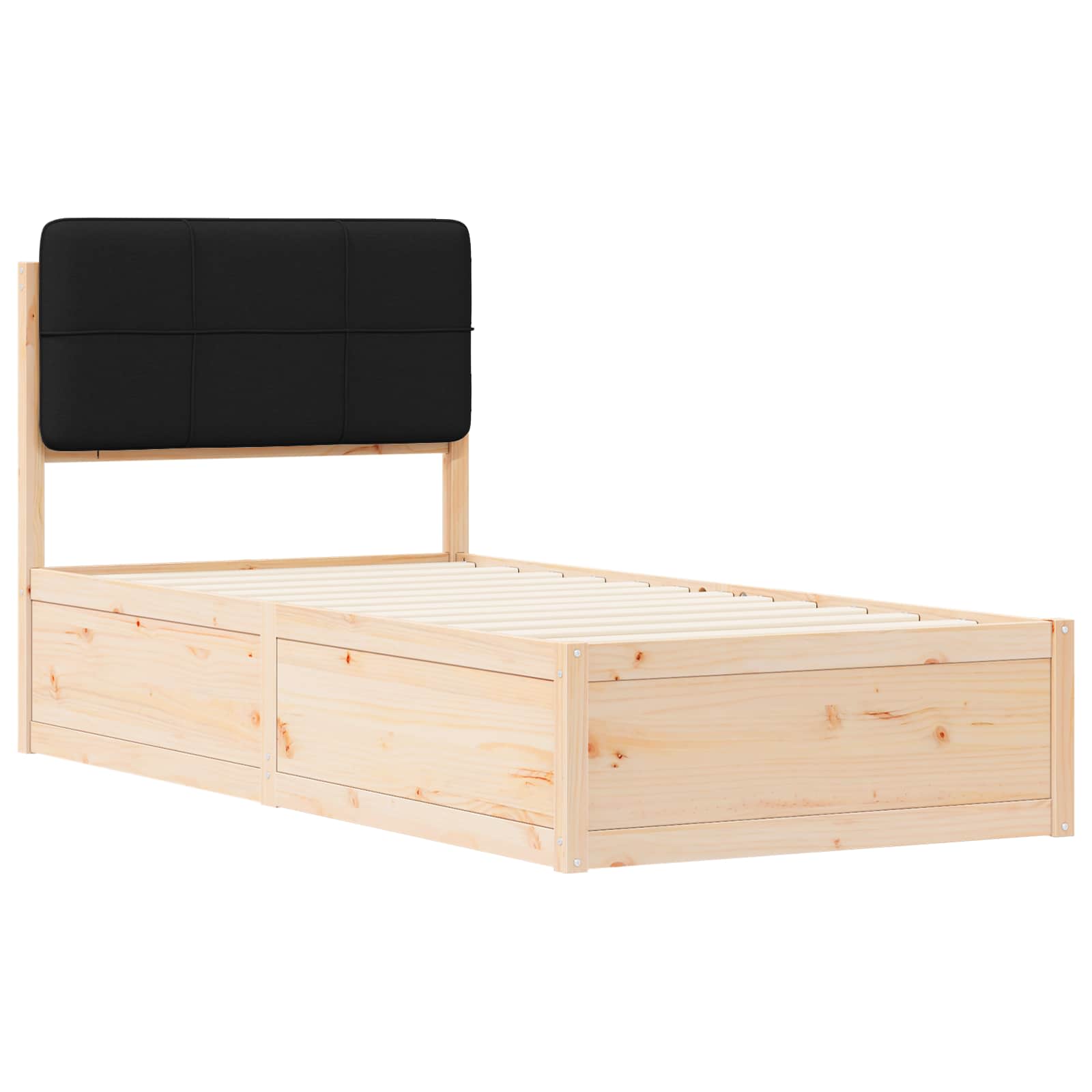 Letto con Testiera Rivestita Nero 90 x 200 cm Pino massello | homemem39