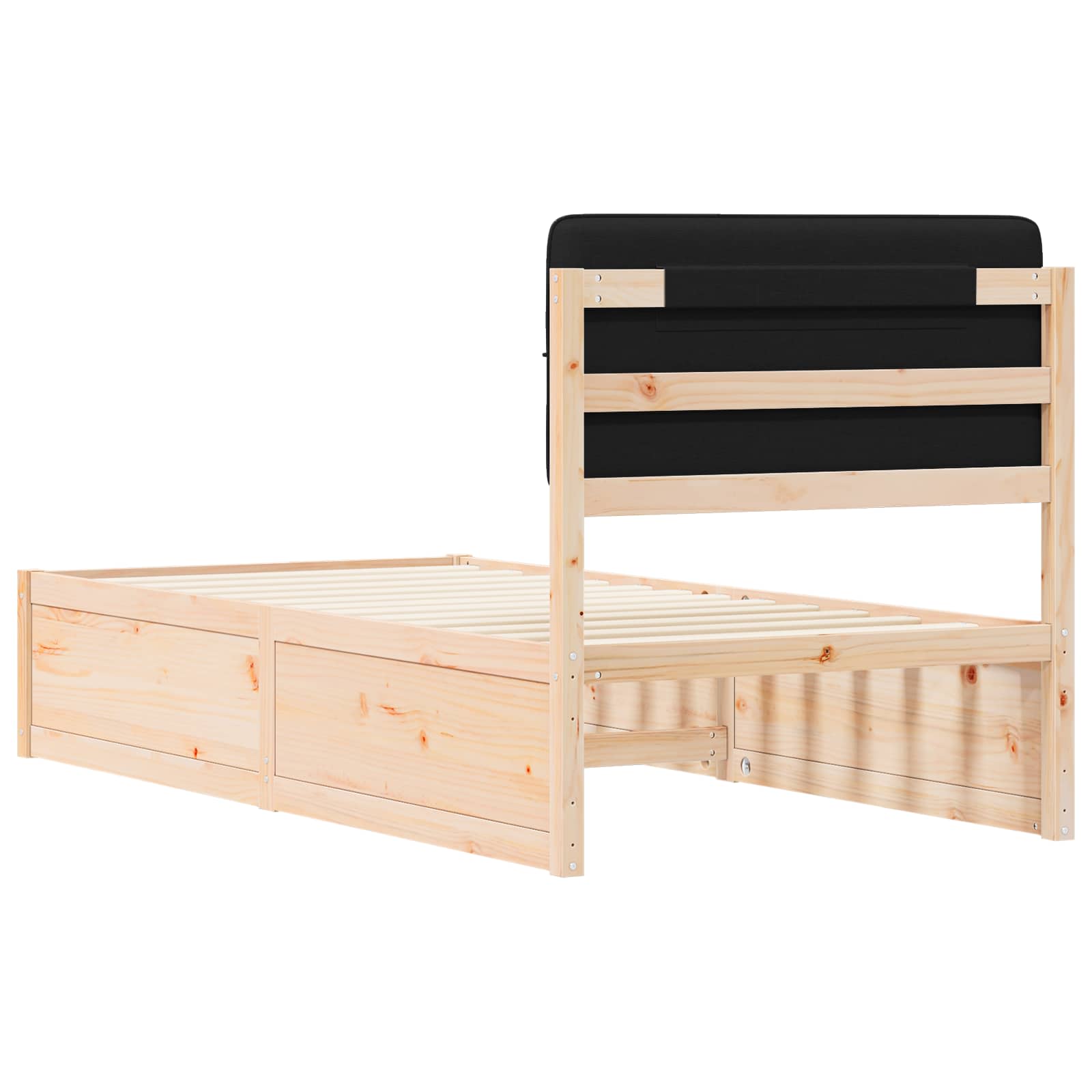 Letto con Testiera Rivestita Nero 90 x 200 cm Pino massello | homemem39
