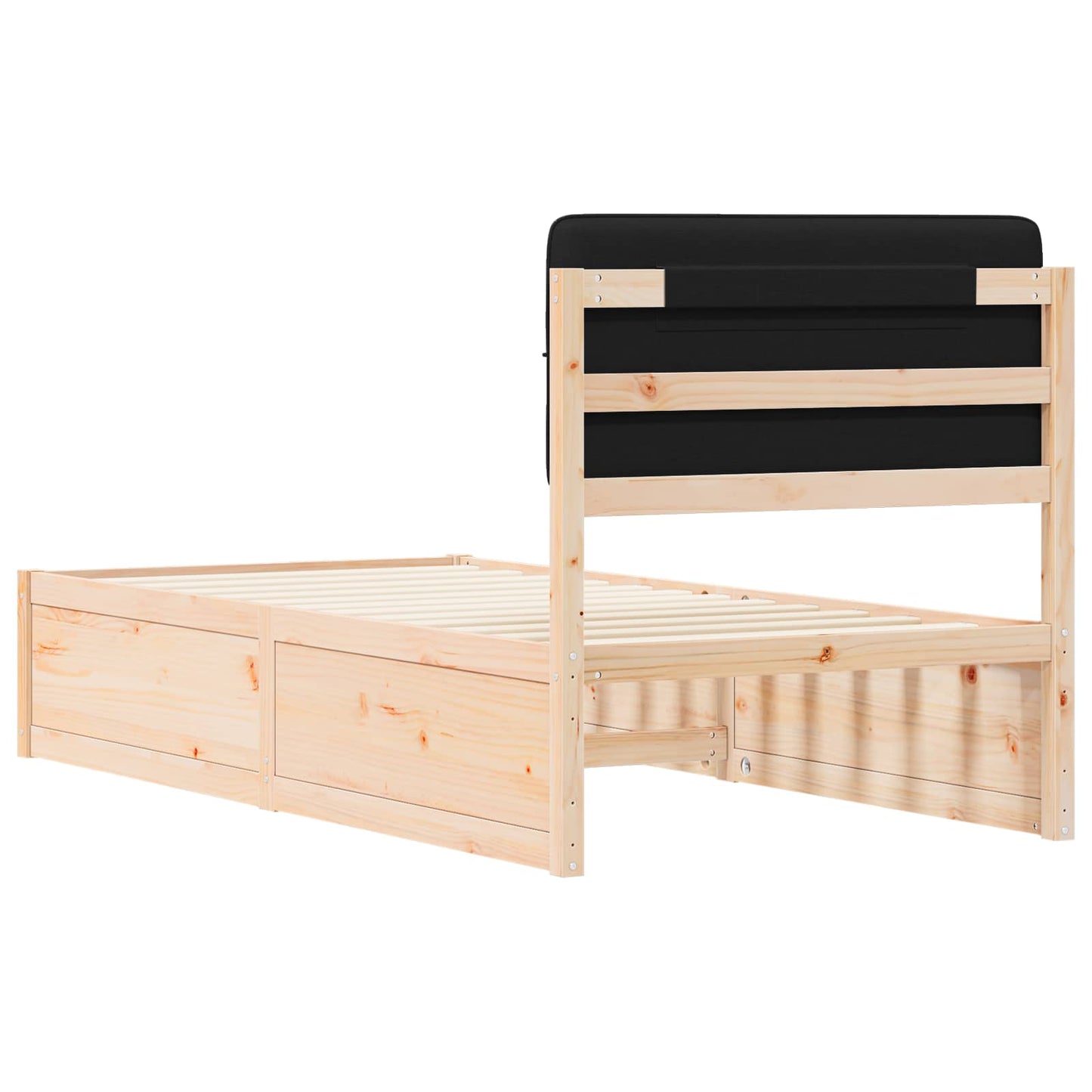 Letto con Testiera Rivestita Nero 80 x 200 cm Pino massello | homemem39