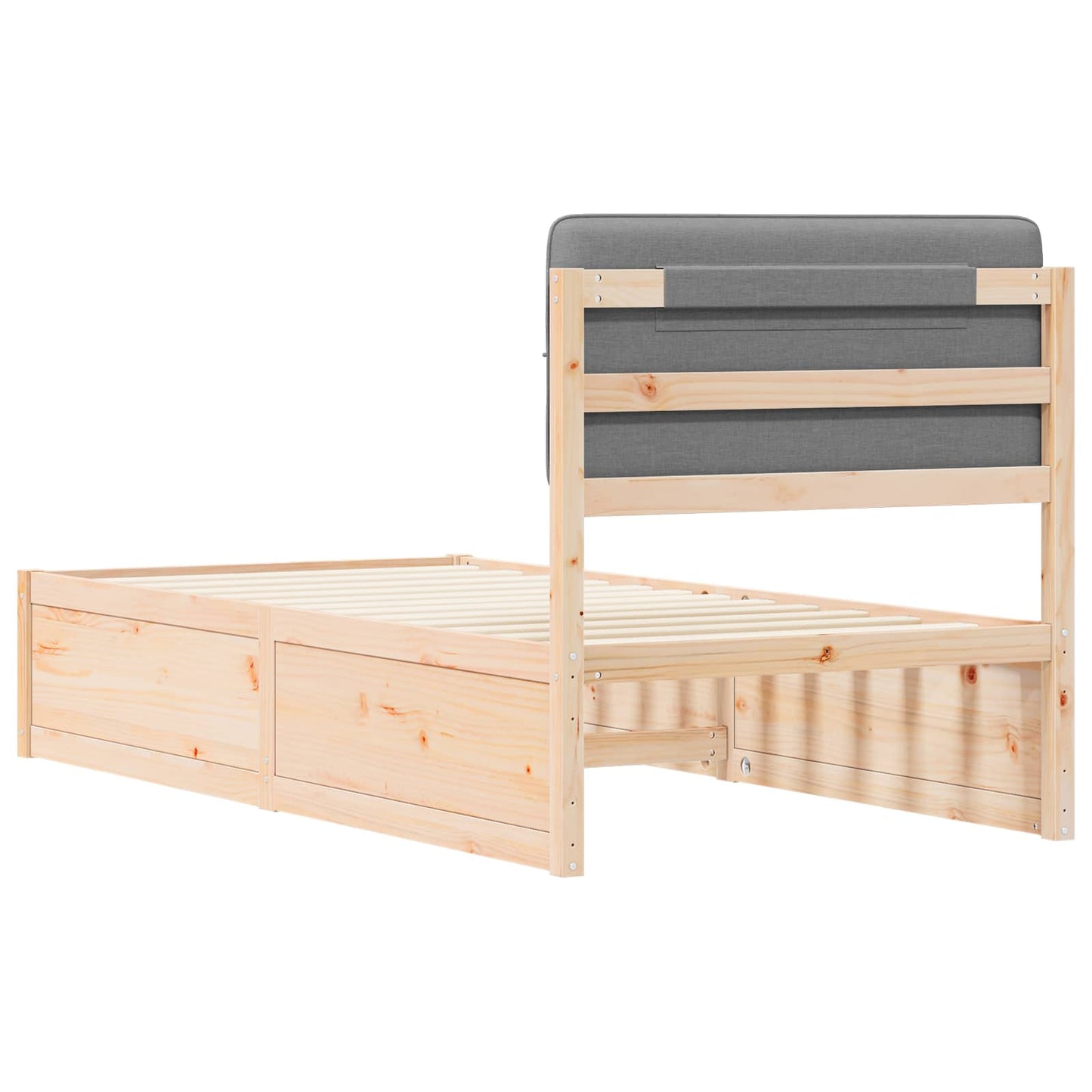 Letto con Testiera Rivestita Grigio chiaro 90 x 190 cm | homemem39