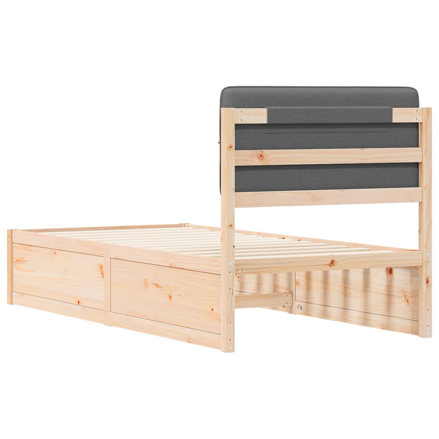 Letto con Testiera Rivestita Grigio scuro 90 x 190 cm | homemem39