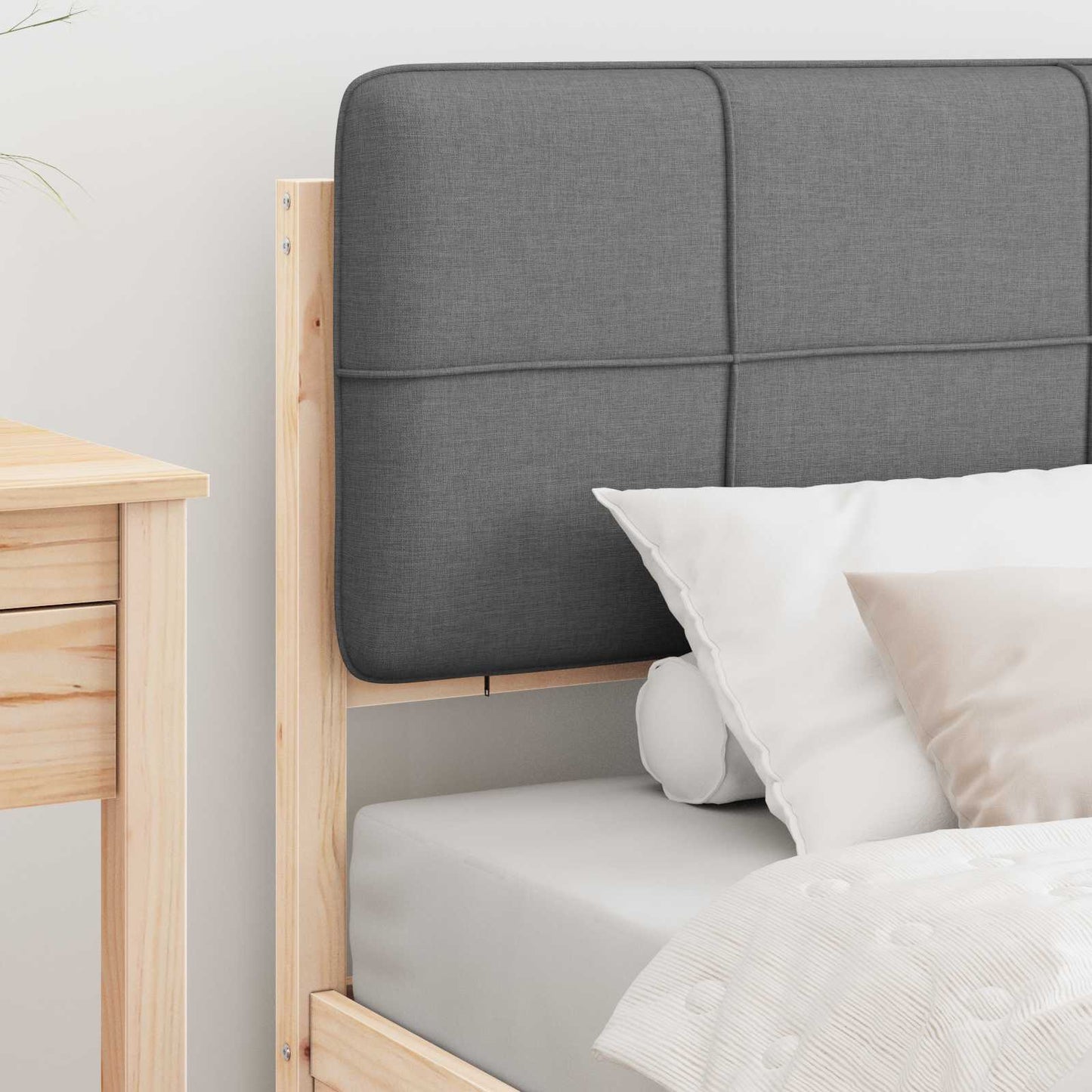 Letto con Testiera Rivestita Grigio chiaro 75 x 190 cm | homemem39