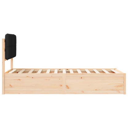 Letto con Testiera Rivestita Nero 75 x 190 cm Pino massello | homemem39