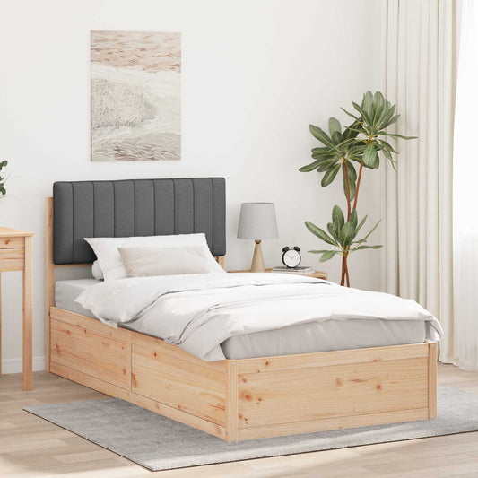 Letto con Testiera Rivestita Grigio scuro 100 x 200 cm | homemem39