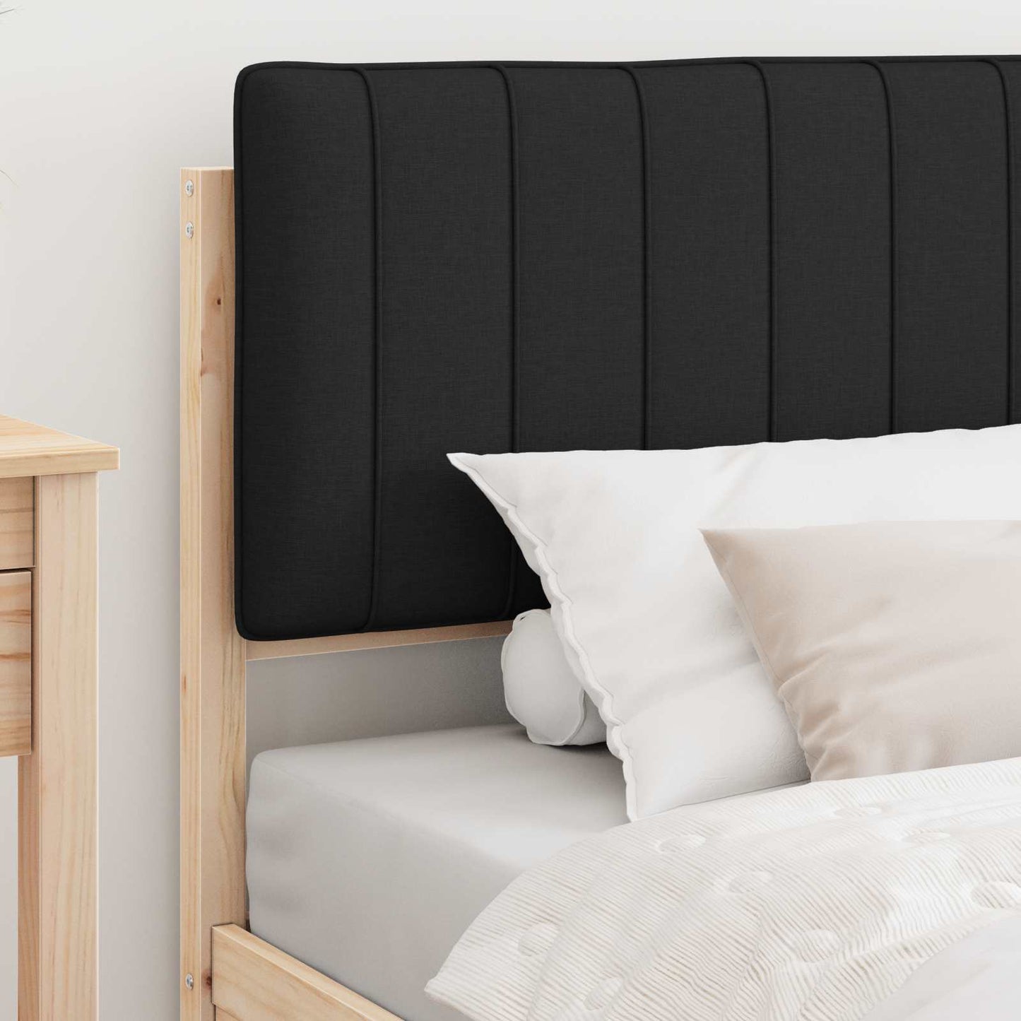 Letto con Testiera Rivestita Nero 100 x 200 cm Pino massello | homemem39