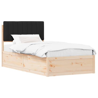 Letto con Testiera Rivestita Nero 100 x 200 cm Pino massello | homemem39