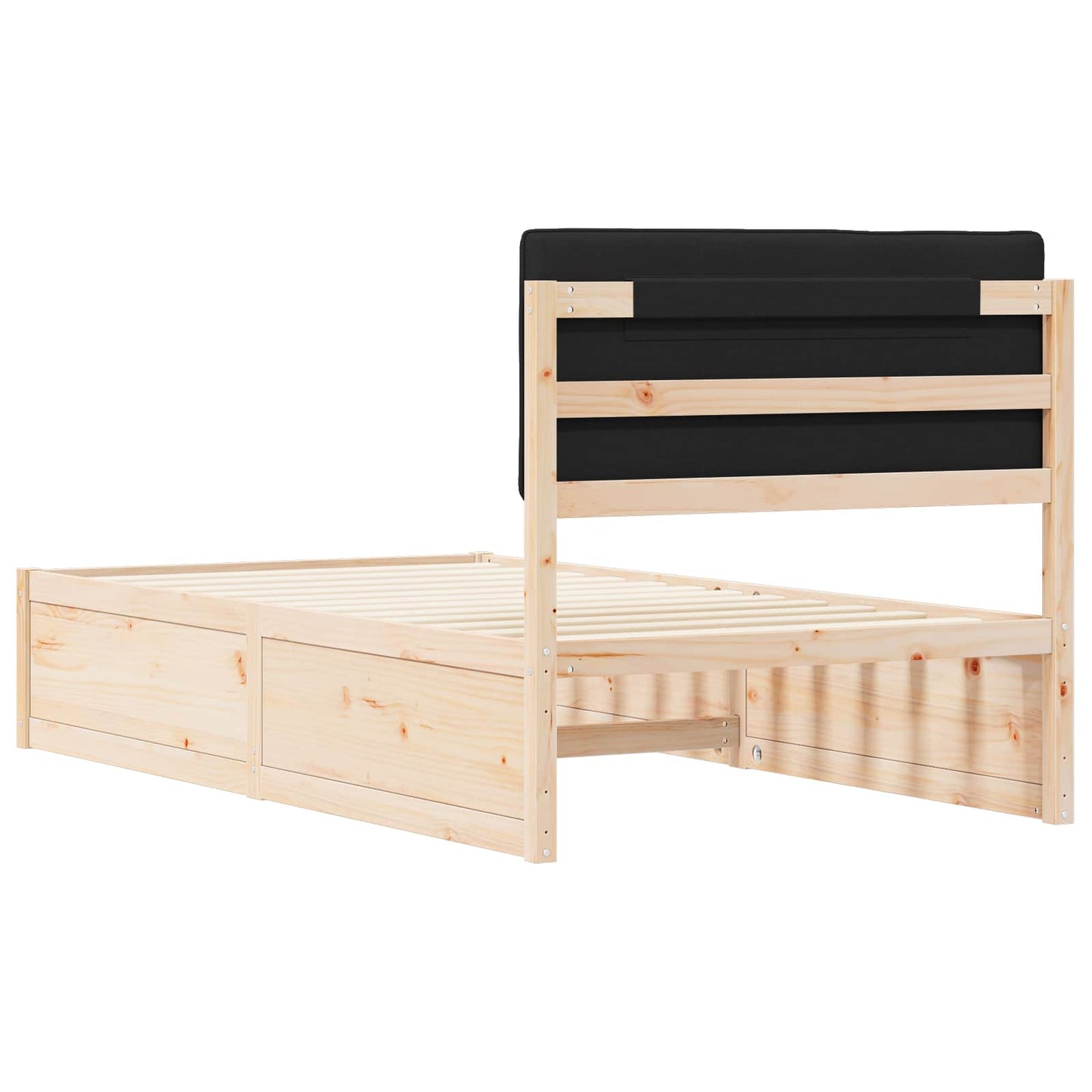 Letto con Testiera Rivestita Nero 100 x 200 cm Pino massello | homemem39