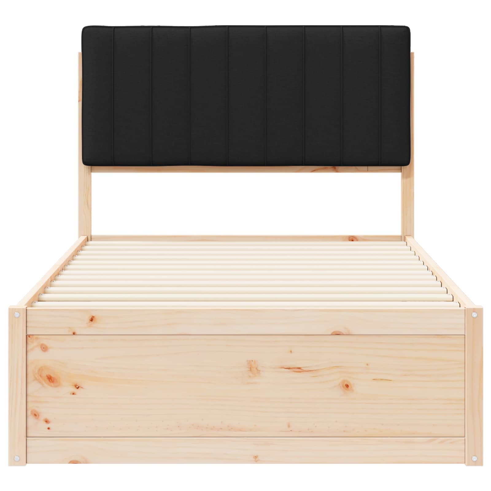 Letto con Testiera Rivestita Nero 100 x 200 cm Pino massello | homemem39