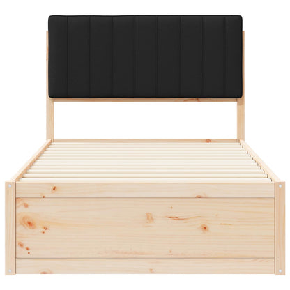 Letto con Testiera Rivestita Nero 100 x 200 cm Pino massello | homemem39