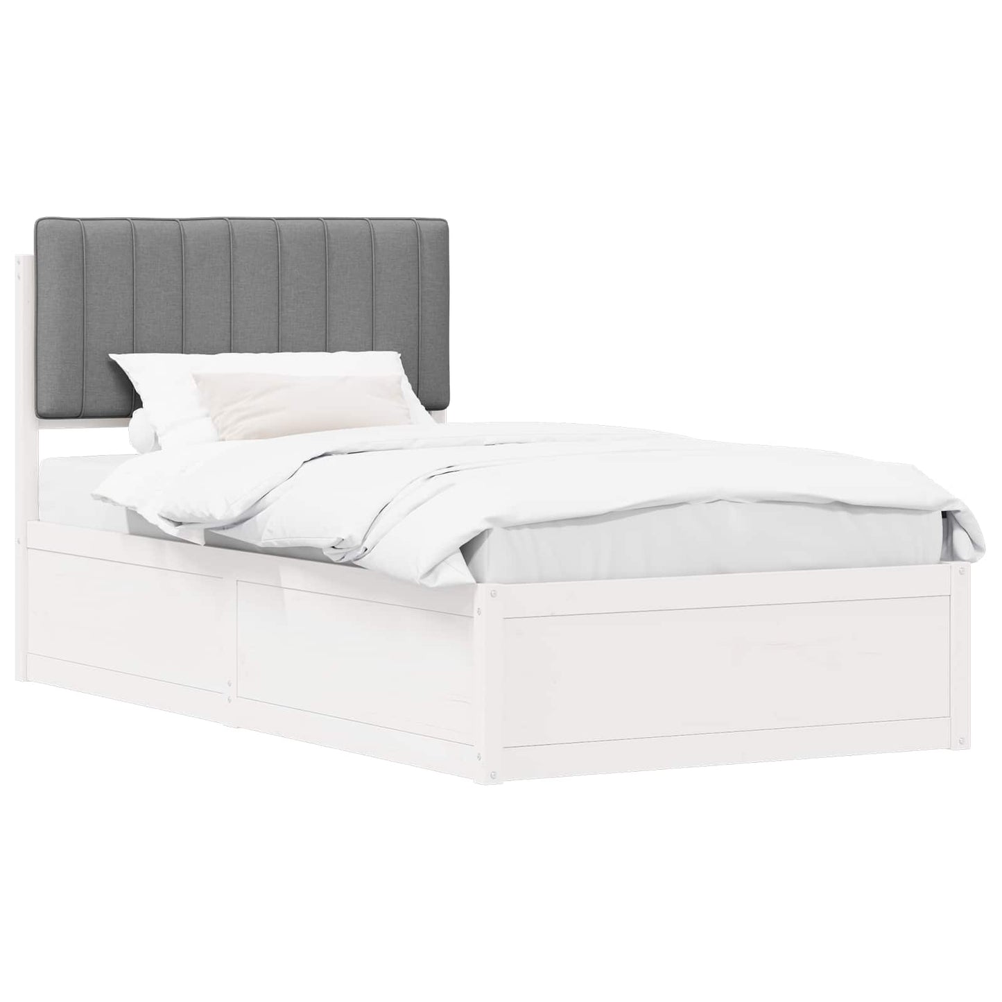 Letto con Testiera Rivestita Grigio chiaro 100 x 200 cm | homemem39