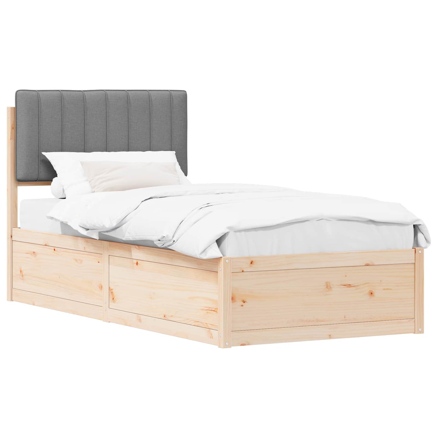 Letto con Testiera Rivestita Grigio chiaro 90 x 200 cm | homemem39