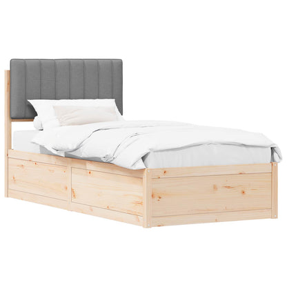 Letto con Testiera Rivestita Grigio chiaro 90 x 200 cm | homemem39