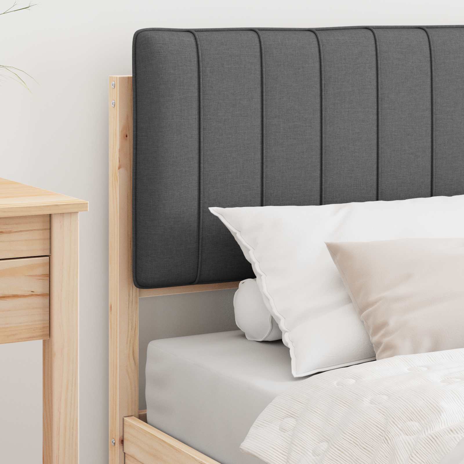 Letto con Testiera Rivestita Grigio scuro 90 x 200 cm | homemem39