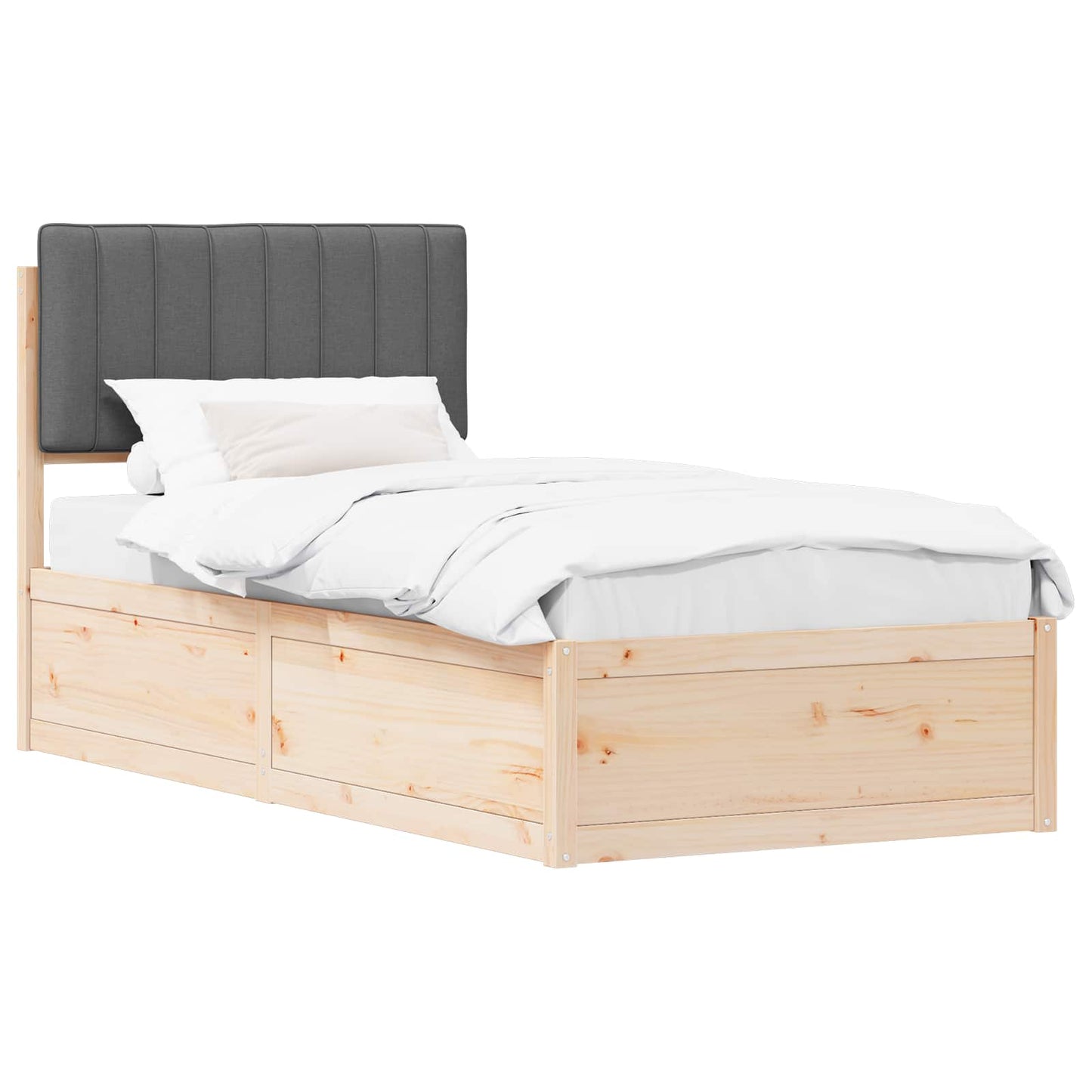 Letto con Testiera Rivestita Grigio scuro 90 x 200 cm | homemem39
