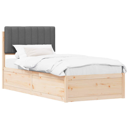 Letto con Testiera Rivestita Grigio scuro 90 x 200 cm | homemem39