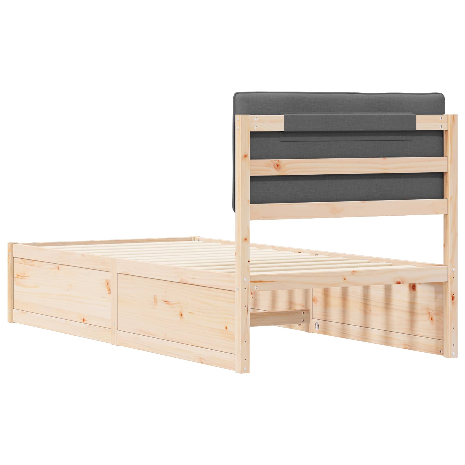 Letto con Testiera Rivestita Grigio scuro 90 x 200 cm | homemem39