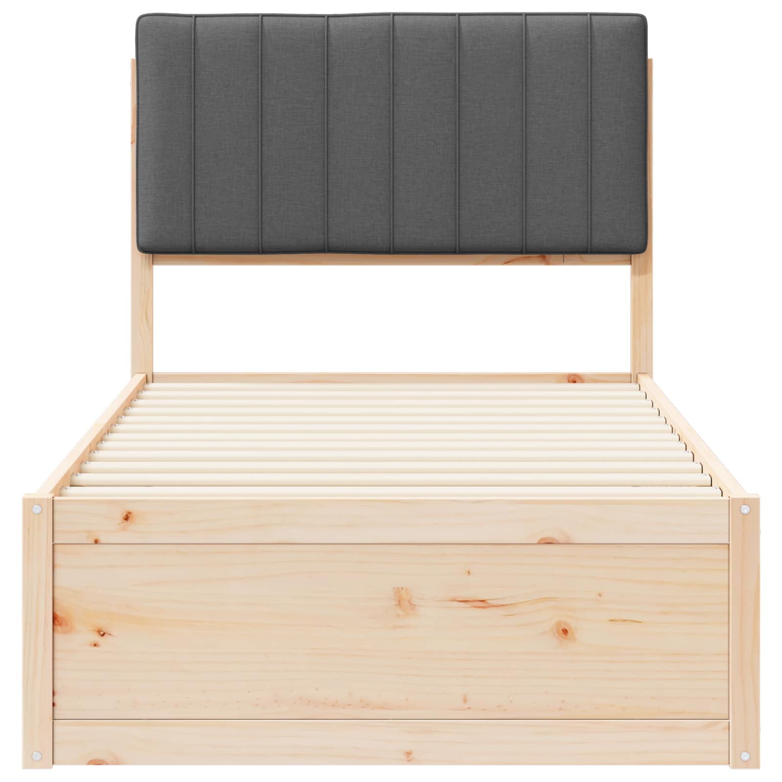 Letto con Testiera Rivestita Grigio scuro 90 x 200 cm | homemem39