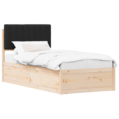 Letto con Testiera Rivestita Nero 90 x 200 cm Pino massello | homemem39
