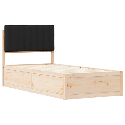 Letto con Testiera Rivestita Nero 90 x 200 cm Pino massello | homemem39