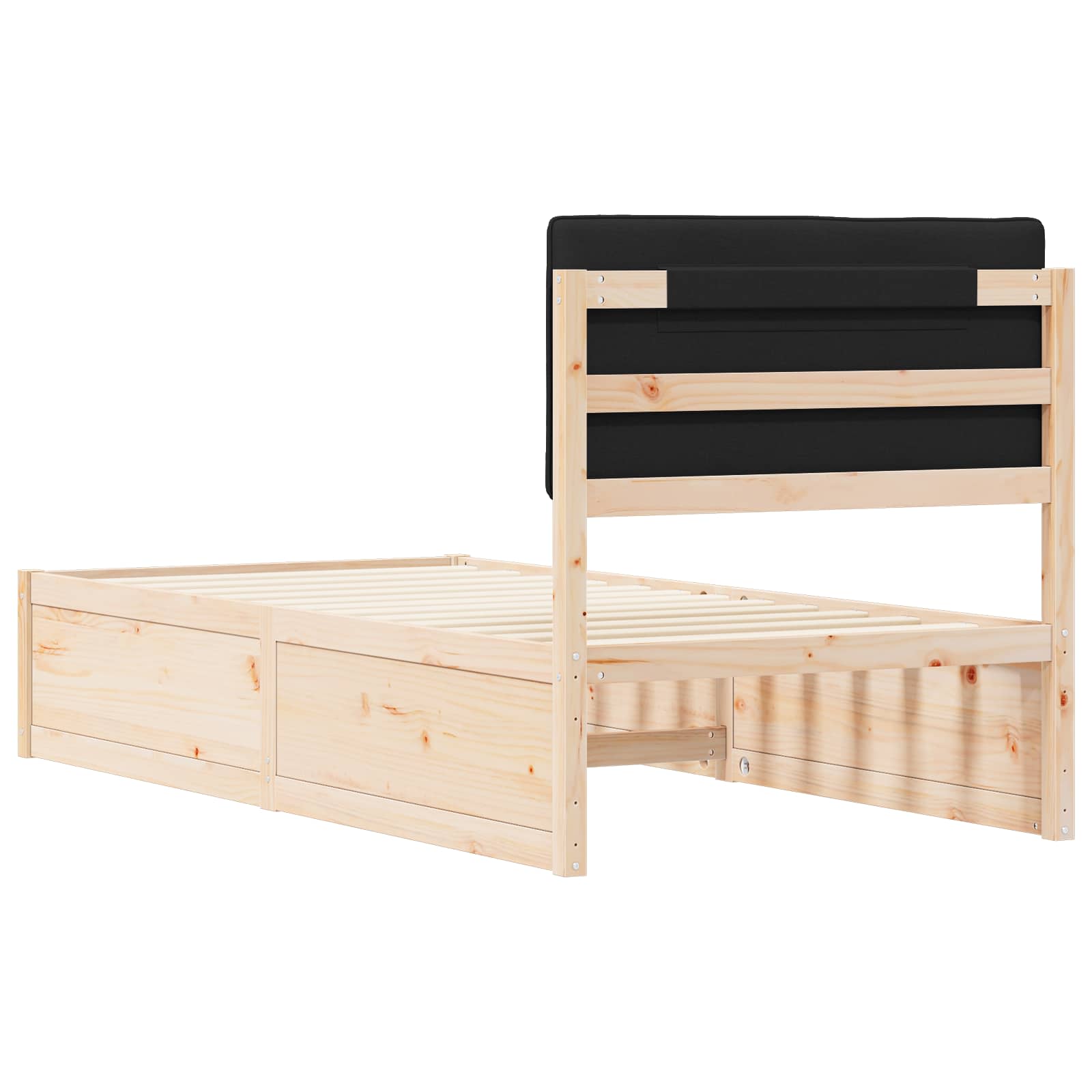 Letto con Testiera Rivestita Nero 90 x 200 cm Pino massello | homemem39