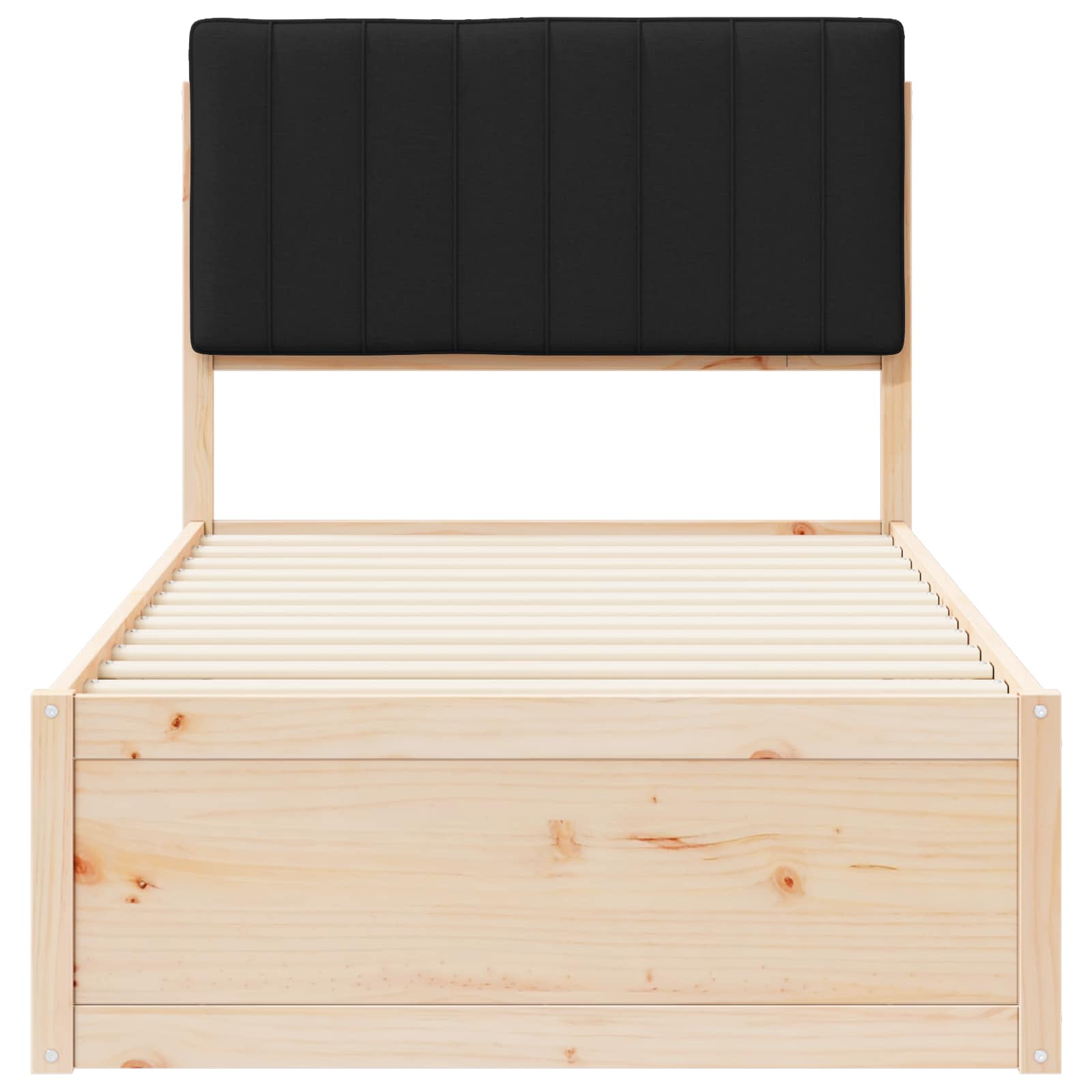 Letto con Testiera Rivestita Nero 90 x 200 cm Pino massello | homemem39