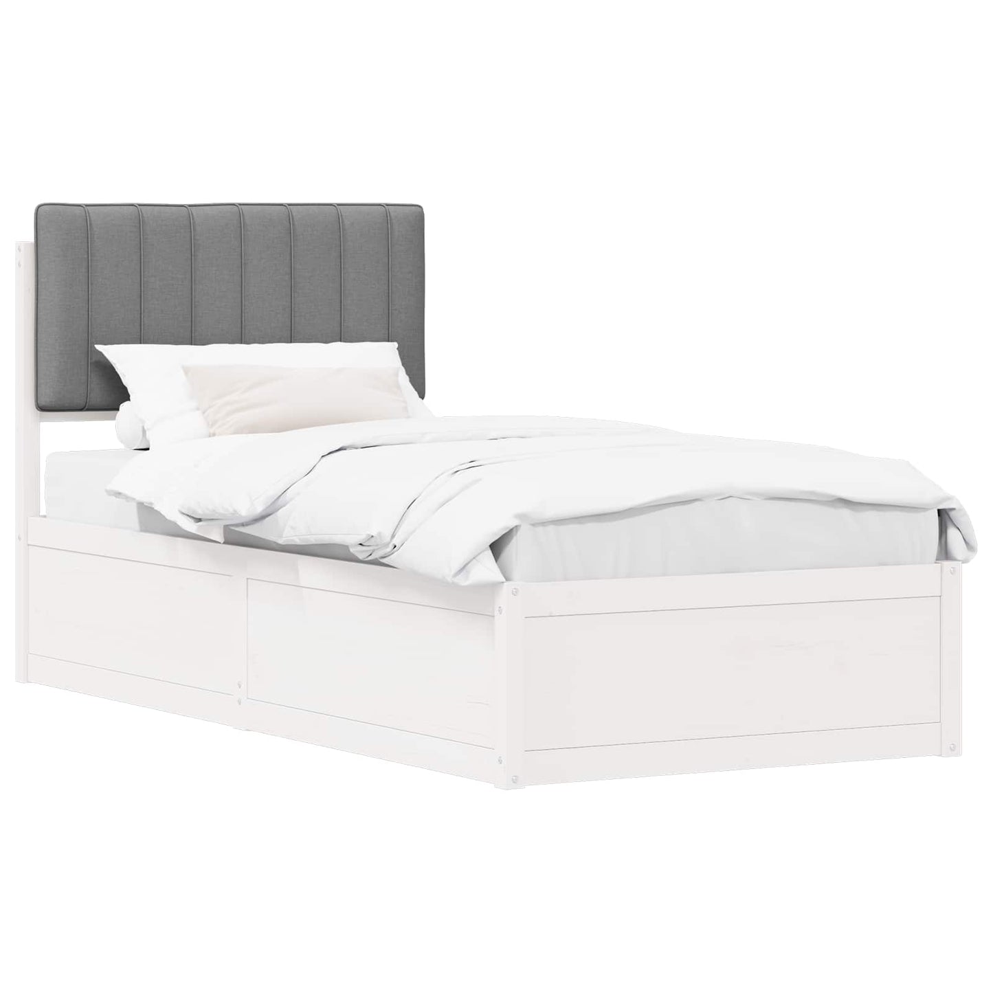 Letto con Testiera Rivestita Grigio chiaro 90 x 200 cm | homemem39