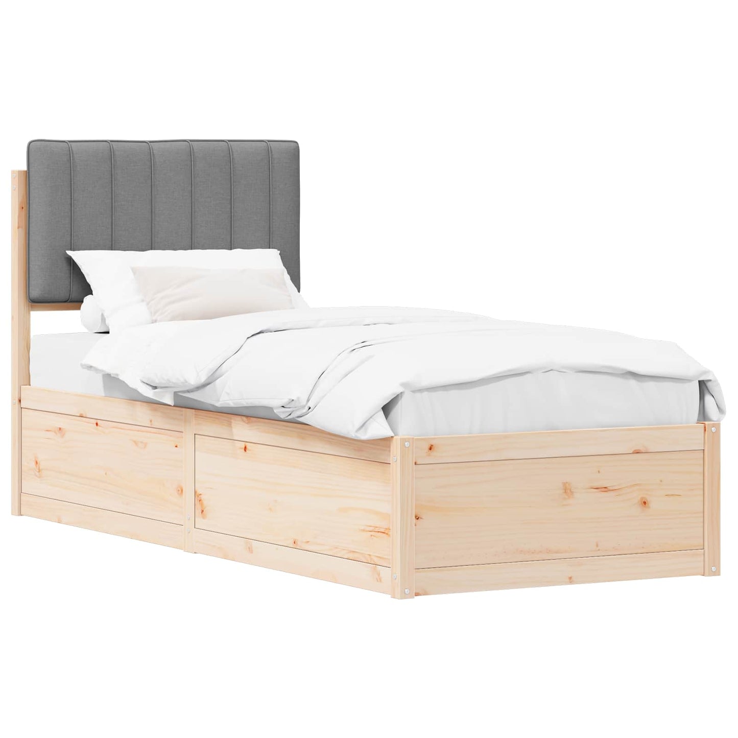 Letto con Testiera Rivestita Grigio chiaro 80 x 200 cm | homemem39