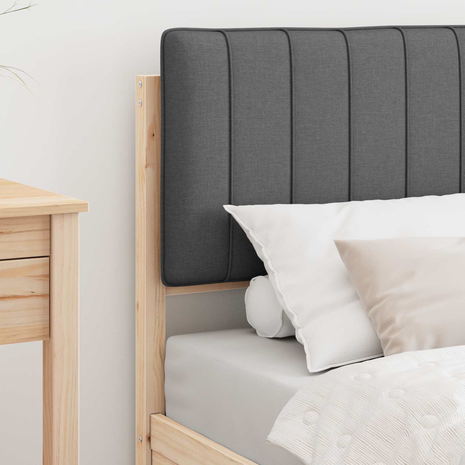 Letto con Testiera Rivestita Grigio scuro 80 x 200 cm | homemem39