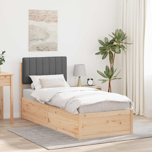 Letto con Testiera Rivestita Grigio scuro 80 x 200 cm | homemem39
