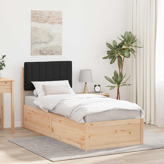 Letto con Testiera Rivestita Nero 80 x 200 cm Pino massello | homemem39
