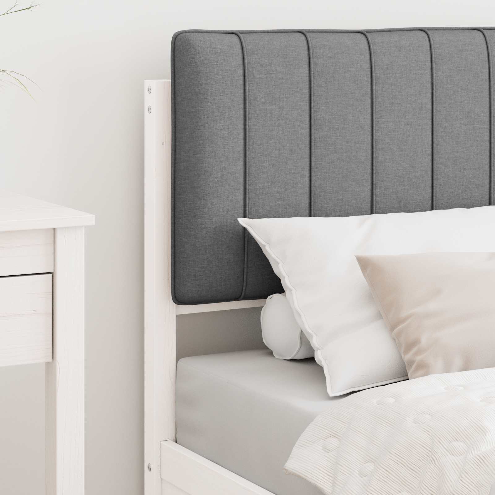 Letto con Testiera Rivestita Grigio chiaro 80 x 200 cm | homemem39
