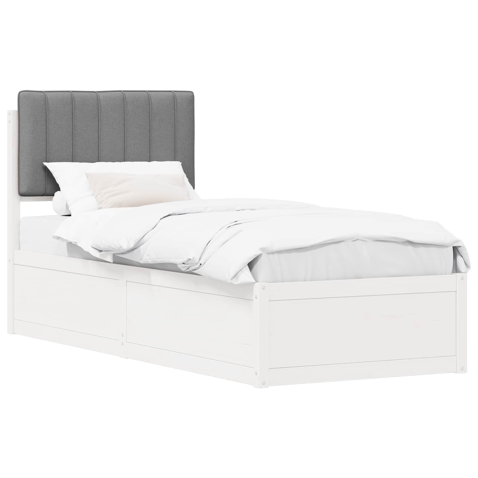 Letto con Testiera Rivestita Grigio chiaro 80 x 200 cm | homemem39