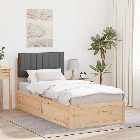 Letto con Testiera Rivestita Grigio scuro 90 x 190 cm | homemem39