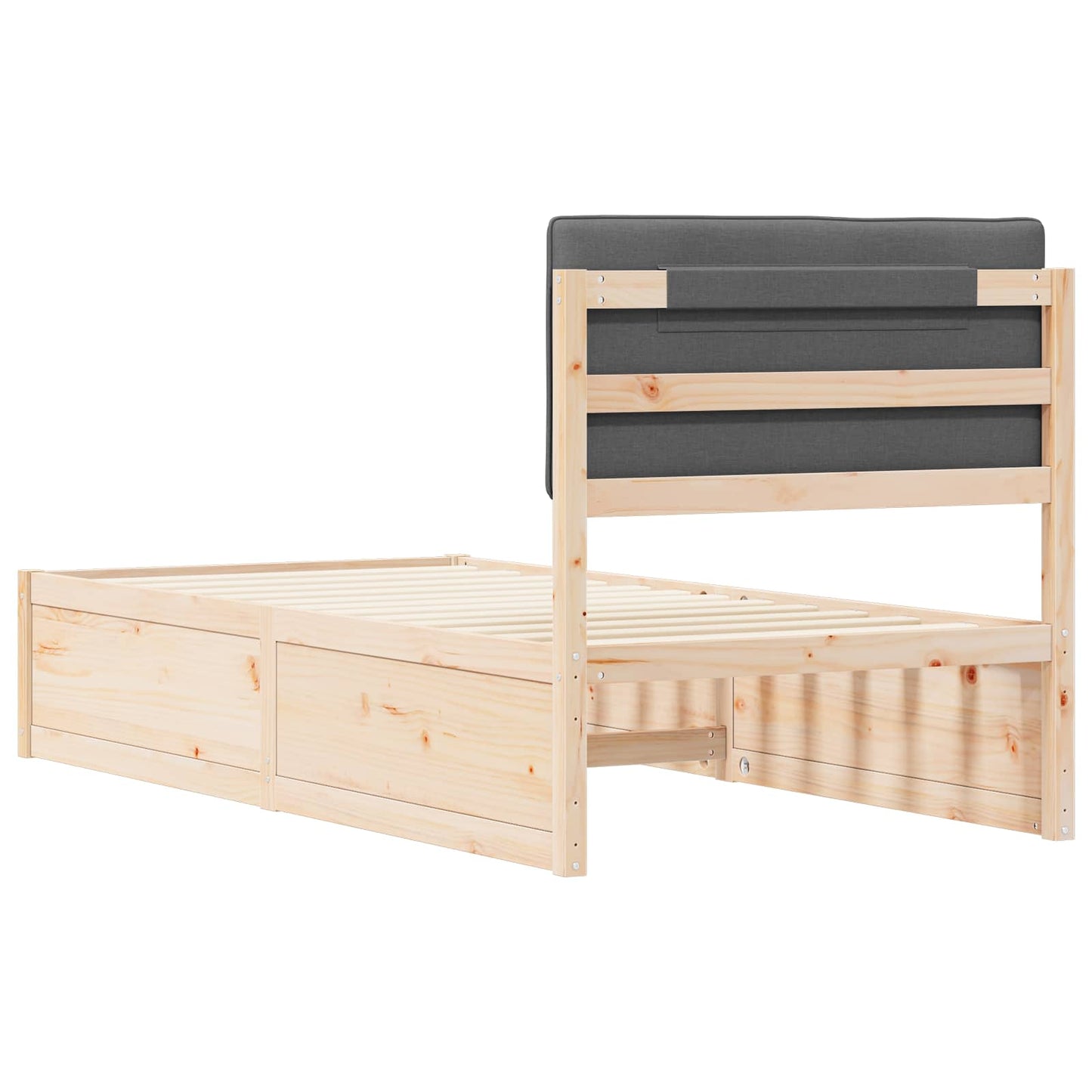 Letto con Testiera Rivestita Grigio scuro 90 x 190 cm | homemem39
