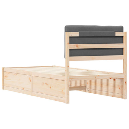 Letto con Testiera Rivestita Grigio scuro 90 x 190 cm | homemem39