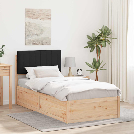 Letto con Testiera Rivestita Nero 90 x 190 cm Pino massello | homemem39