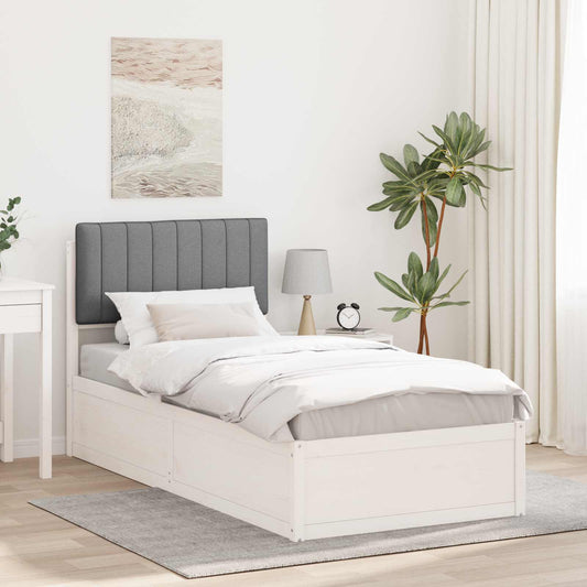 Letto con Testiera Rivestita Grigio chiaro 90 x 190 cm | homemem39