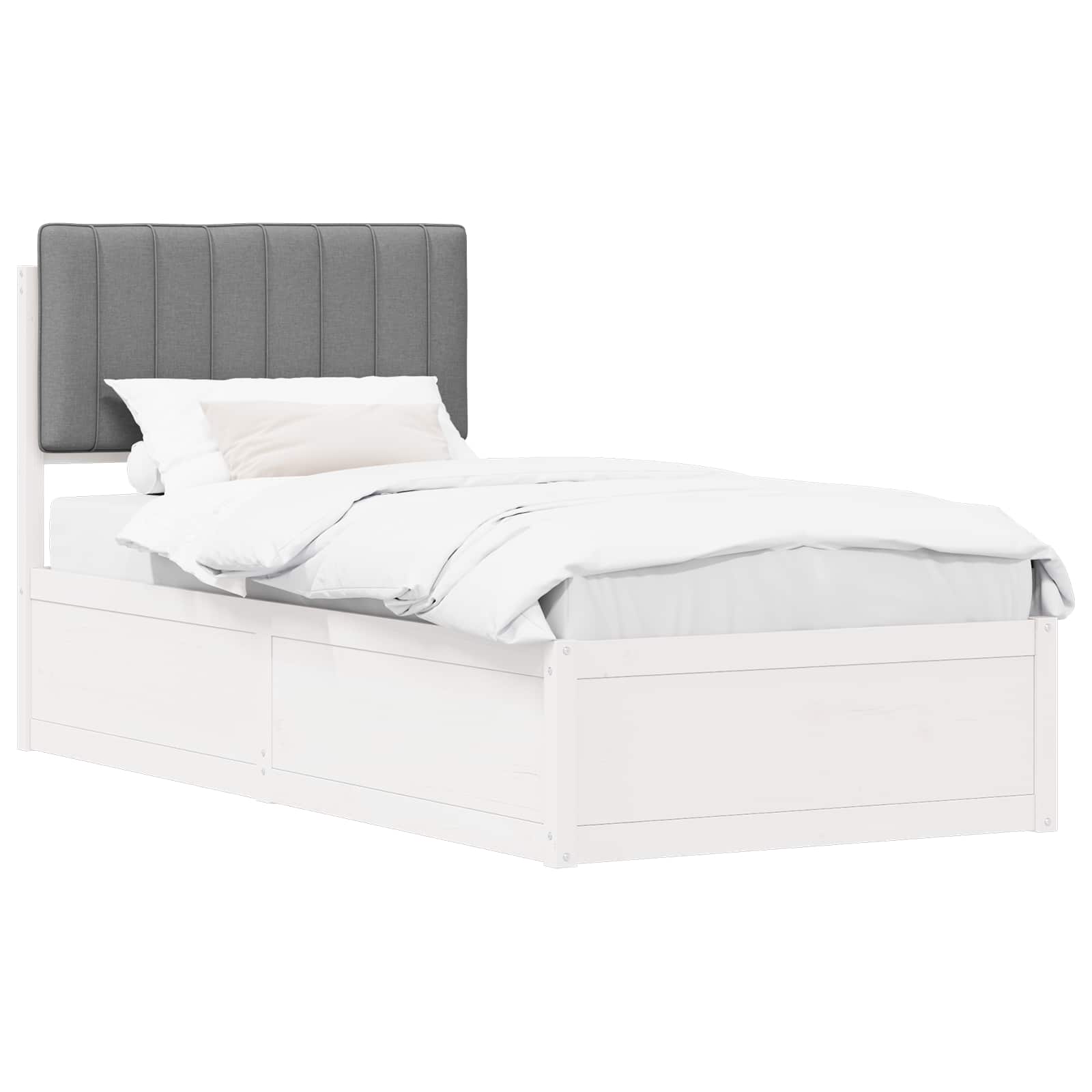 Letto con Testiera Rivestita Grigio chiaro 90 x 190 cm | homemem39