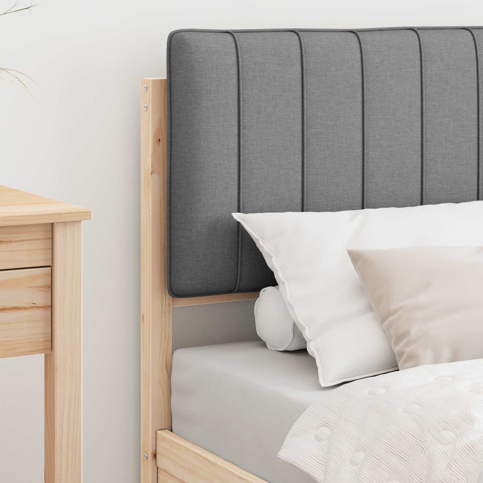 Letto con Testiera Rivestita Grigio chiaro 75 x 190 cm | homemem39
